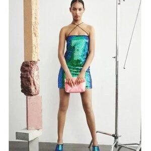Stine Goya Acanthus Iridescent Sequin Mini Dress Mermaid Amazing! NWOT XS